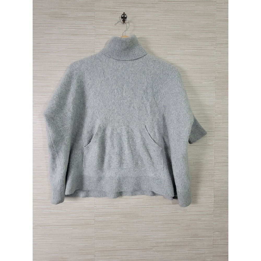 Michael Kors Sweater Womens XS Gray Knit Kangaroo Pocket Turtle Neck Dolman